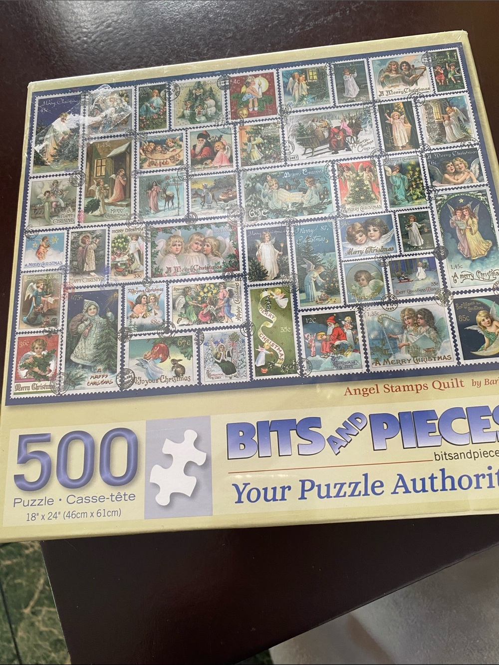 Angel Stamps Quilt 500-Piece Puzzle - Blue/Green